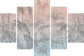 Obraz - Tropické rastliny na stene (150x105 cm)