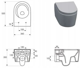 Cersanit Inverto závesná wc misa StreamOn 52 x 35,5 cm + pomaly-padajúce sedátko Slim SC, Biela, S701-419