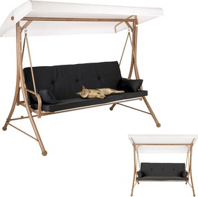 JU Záhradná hojdačka pre 3 osoby, rozmery 230 x 136 x 188 cm, sklopné operadlo