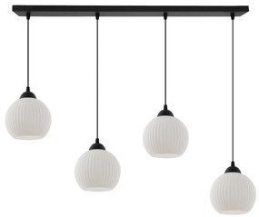 Závesné svietidlo Riffle Round, 4x biele sklenené tienidlo, b