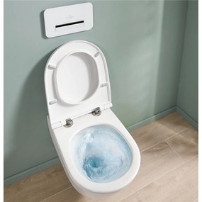 VILLEROY &amp; BOCH Universo TwistFlush Combi-Pack, závesné WC s TwistFlush + WC sedátko s poklopom SlimSeat Line, s QuickRelease a Softclosing, biela alpská, 4670T901