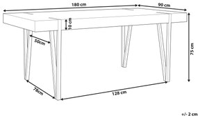 Jedálenský stôl 180 x 90 cm svetlé drevo/čierna ADENA Beliani