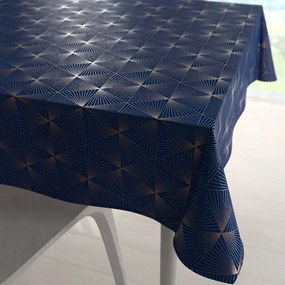 Biante Zamatový štvorcový obrus Isabela IBL-011 Rose Gold trojuholníky na kráľovsky modrom 80x80 cm