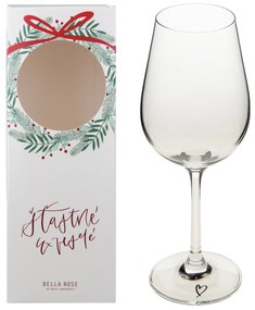 Bella Rose Pohár na víno Srdiečko + vianočná krabička