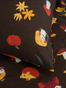 Bavlnená obliečka na vankúš Renforcé 40 × 40 cm - Jesenný les tmavo hnedé