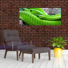 Obraz zelených hadov (120x50 cm)
