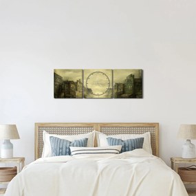 Obraz westernového mestečka (s hodinami) (90x30 cm)