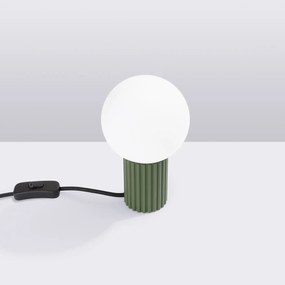 Stolná lampa Halo, 1x biele sklenené tienidlo, og