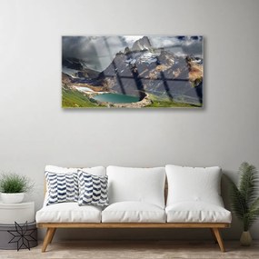 Obraz na skle Hora záliv krajina 120x60 cm