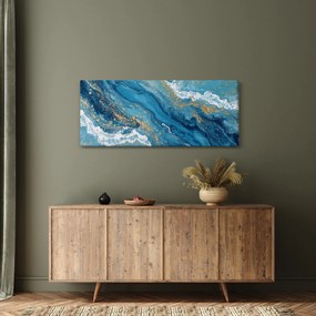 Obraz - Bledomodrý mramor so zlatom II. (120x50 cm)