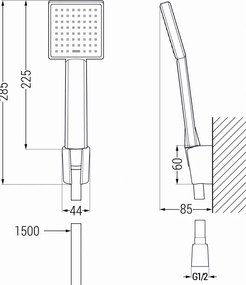 Mexen príslušenstvo - 1-bodový ručný sprchový set R-45, čierna, 785455052-70