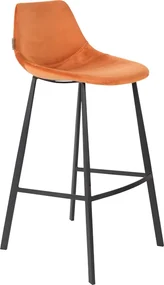 Dutchbone Franky Velvet barová a pultová stolička - Oranžová, Barová