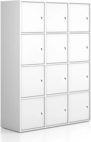 Kancelárska skriňa FRAME, 12x dvere, 1299 x 450 x 1735 mm, cylindrický zámok, biela