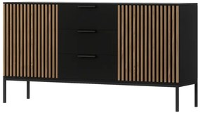 Komoda MEORATI 150x40 cm, čierna/dub artisan