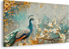 Obraz - Páv so zlatým dekorom (90x60 cm)