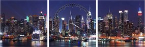 Obraz - Osvetlené New Yorské mrakodrapy (s hodinami) (90x30 cm)