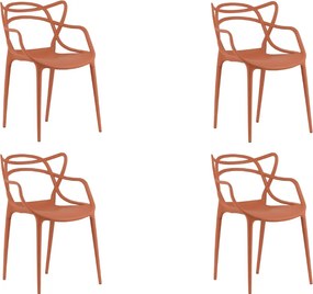 Sada 4 ks plastových stoličiek KATO, terakotová