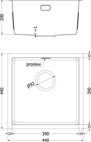 Mexen Trixo, 1-komorový nerezový drez 440 x 440 mm, brúsená meď, 6413441000-65