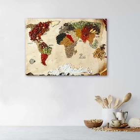 Gario Obraz na plátne Mapa sveta s korením Rozmery: 100 x 70 cm