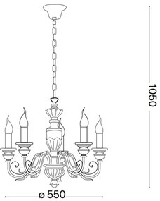 Ideal Lux - Luster na reťazi FIRENZE 5xE14/40W/230V pr. 55 cm biela/zlatá