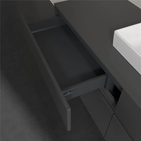 VILLEROY &amp; BOCH Collaro závesná skrinka pod umývadlo na dosku (umývadlo v strede), 4 zásuvky, 1600 x 500 x 548 mm, Glossy Grey, C07700FP
