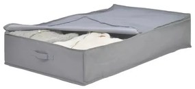 Textilný úložný box na oblečenie a obliečky, CASTEL 93x55x19, sivý