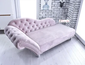 Pohovka, Velvet Dirty Pink + brilianty + strieborné patenty