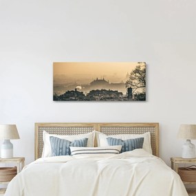 Obraz - Mesto pod hmlou (120x50 cm)