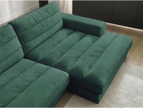 Zelená zamatová rohová pohovka (pravý roh/s leňoškou) Sierra – Bobochic Paris