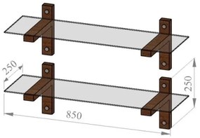 SADA 2x Nástenná polica 25x85 cm borovica/číra