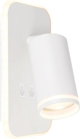 Nástenné svietidlo Pipe Ring, 1x biele kovové tienidlo + 1x LED 6w, w, vypínač