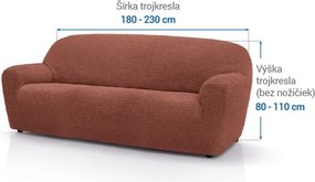 Super strečové poťahy RUBINIA tehlová trojkreslo (š. 180 - 230 cm)