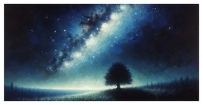 Obraz nočná krajina so stromom života