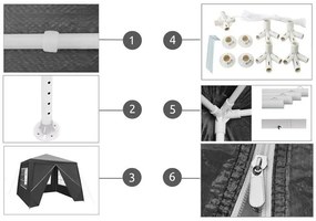 Malatec Záhradné párty stan 3 x 3 m + 4 bočné steny, šedý, 5120