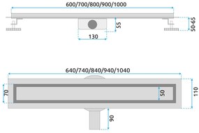 Rea Neox Pro, odtokový žľab 90 cm, zlatá matná, REA-G2704