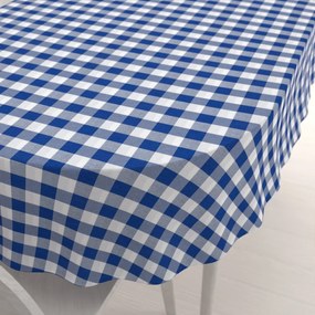 Biante Dekoračný oválny obrus Rebeka RE-007 Modro-biela kocka veľká 120x160 cm