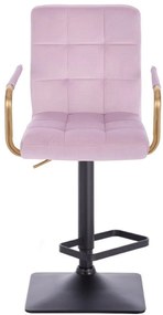 LuxuryForm Barová stolička VERONA GOLD VELUR na čiernej hranatej základni - levanduľa