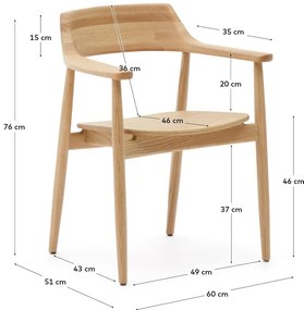 Jedálenská stolička z dubového dreva v prírodnej farbe Fondes – Kave Home
