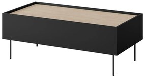 Konferenčný stolík so zásuvkami Desin 120 2SZ - čierny mat / Dub nagano