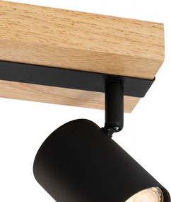 Inteligentný stropný reflektor čierny s drevom 3-svetelný otočný a sklopný vrátane Wifi GU10 50mm - Jeana