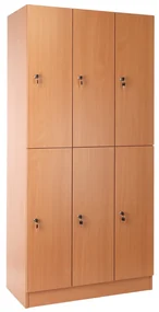 Drevená šatníková skrinka Visio - 6 boxov, 90 x 45 x 185 cm, cylindrický zámok, buk