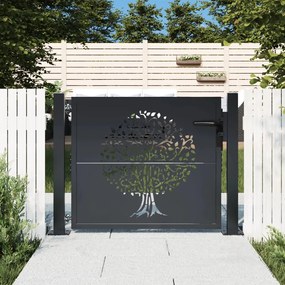 Záhradná brána antracitová 105x105 cm oceľ dizajn stromu 153155