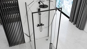 Rea Rapid Swing, 3-stenový sprchovací kút 70 (dvere) x 100 (stena) x 195 cm, 6mm číre sklo, čierny profil, KPL-009948