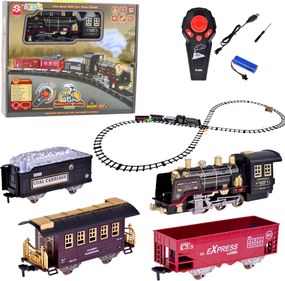 LEAN Toys Vláčik na diaľkové ovládanie RC lokomotíva svetlá zvuky dym 22 ks