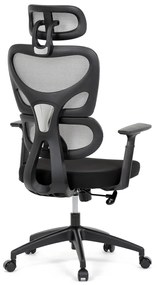 Autronic - Kancelářská židle, šedá síťovina, černý plast, kolečka na tvrdé podlahy - KA-K2080 GREY AKCE