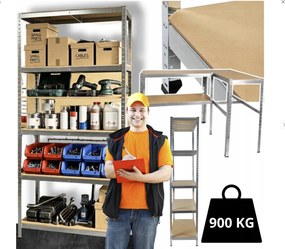 Regál 200x90x40 cm zinkovaný  5-policový, nosnosť 875 kg