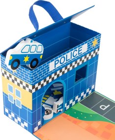 Dřevěný kufřík s policejní stanicí POLICE modrý