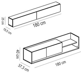 Biela/prírodná TV súprava v dekore exotického dreva 180x40 cm Kale - Kalune Design