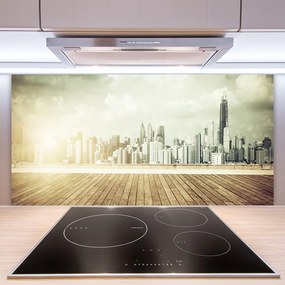 Sklenený obklad Do kuchyne Mesto new york paneláky 140x70 cm