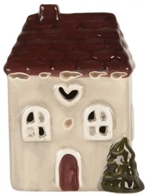 Béžový keramický LED domček Lamont - 7*6*10 cm